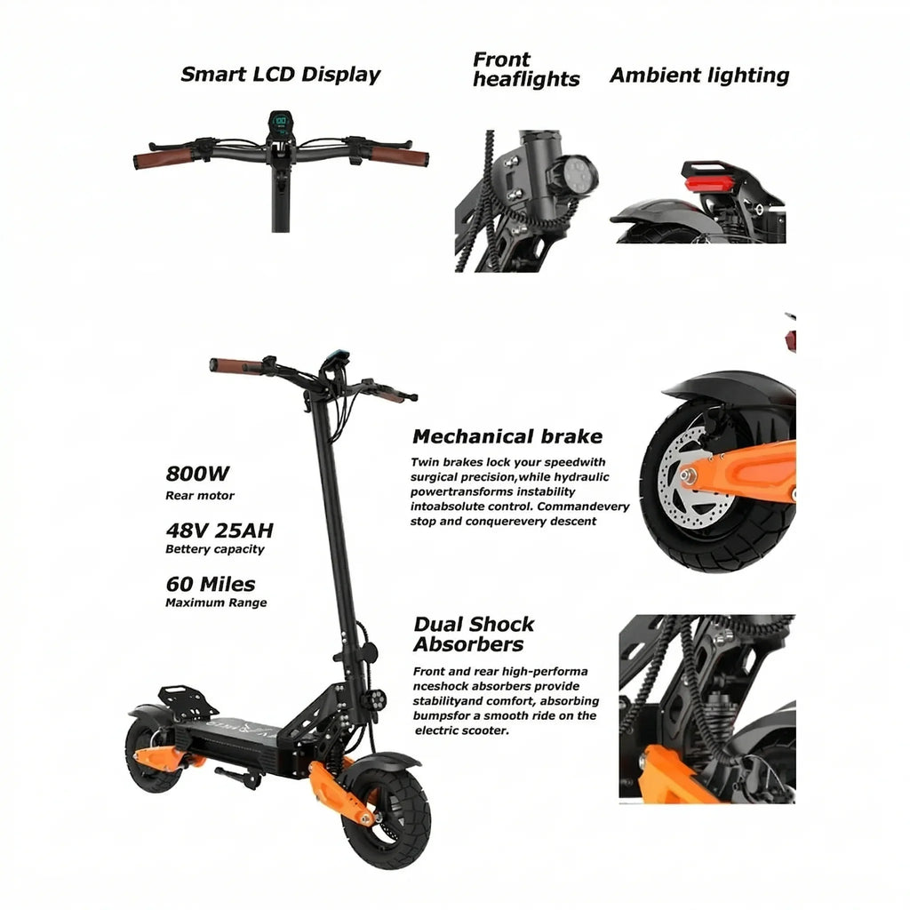Headeer H67 Pro Off-Road Electric Scooter - 800W | 48V 25Ah | 11" Tires