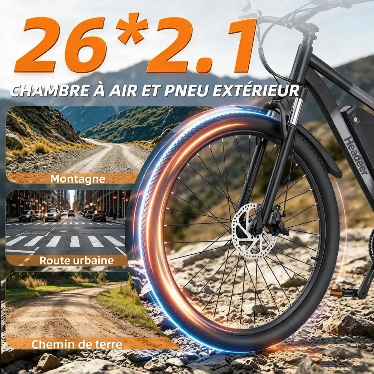 HEADEER BK1350 500W Electric Bike | 26" Dual Suspension